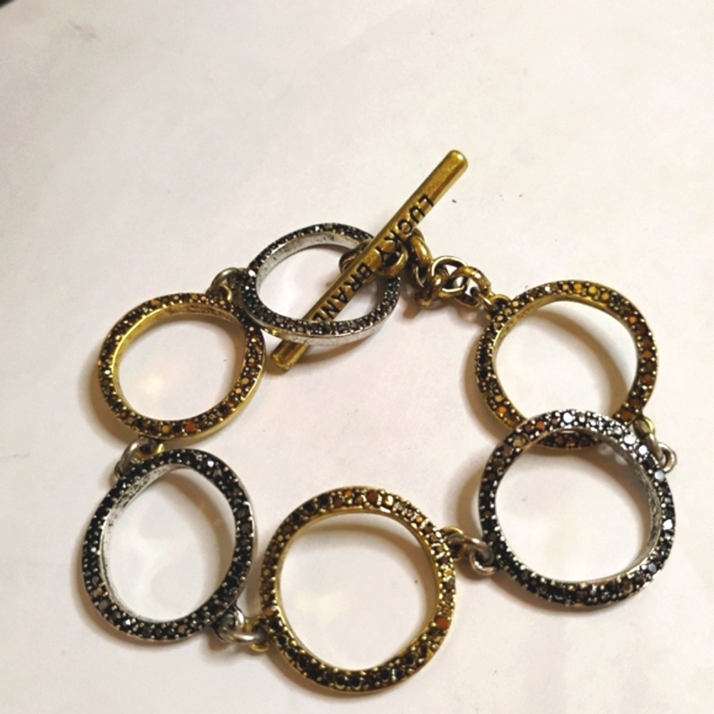 Lucky Brand Silver & Gold Tone Rhinestone Bracelet - Picture 3 of 3